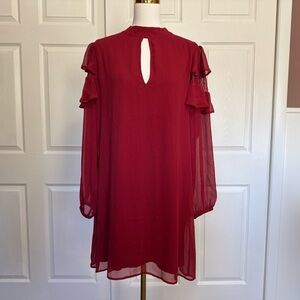 NWT Express Red Chiffon Long Sleeve Shift Dress